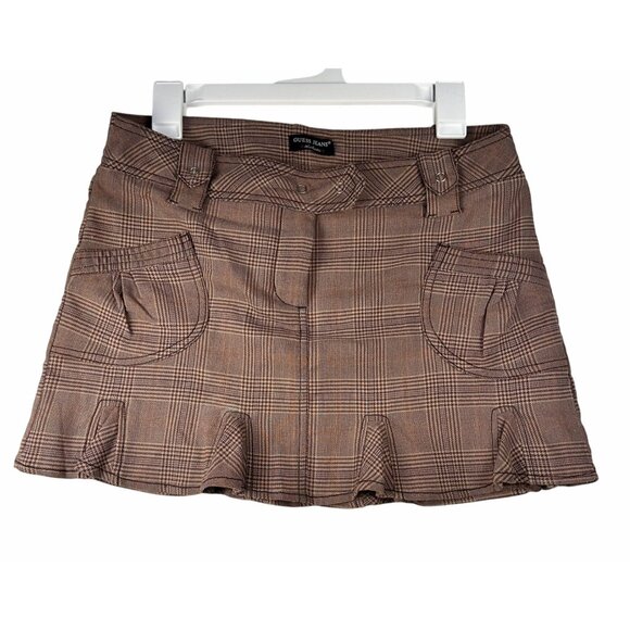 Vtg. Guess Jeans Authentic Plaid Mini Skirt Sz 28 Y2K Preppy Coquette Academia - Picture 1 of 11